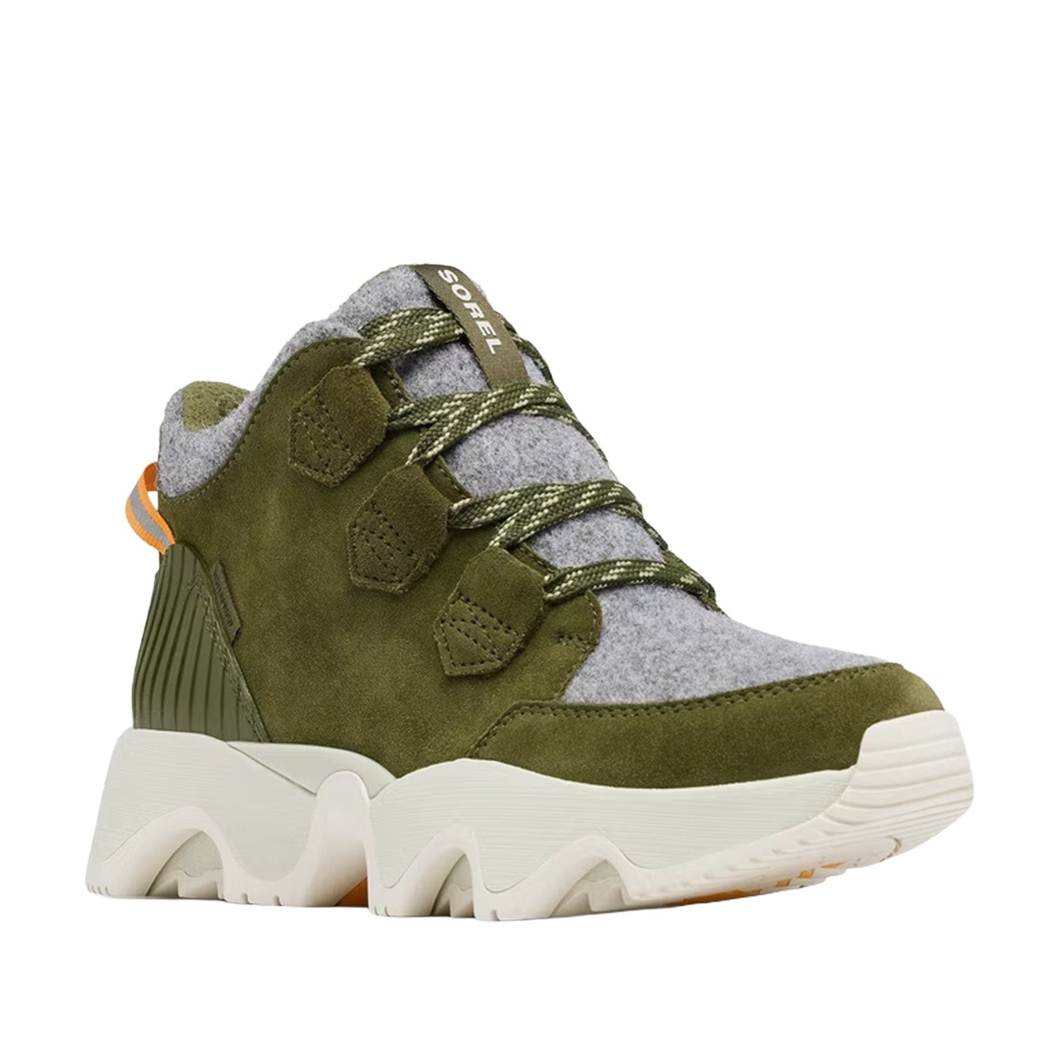 Sorel Women's KINETIC Impact Caribou Plus WP in Utility Green/Light Aloe