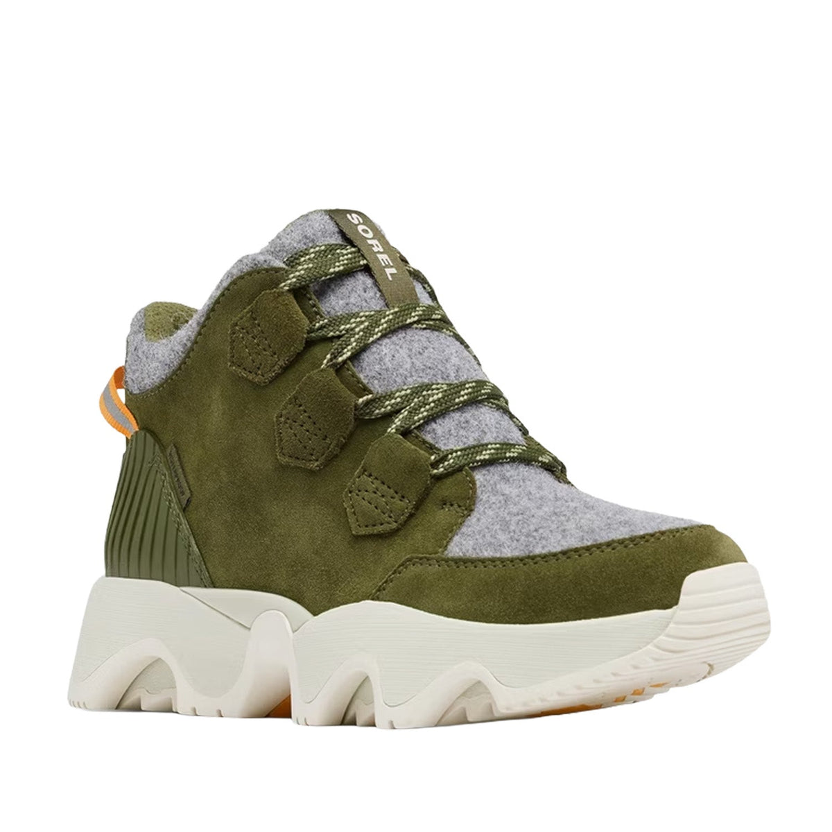 Sorel Women's KINETIC Impact Caribou Plus WP in Utility Green/Light Aloe