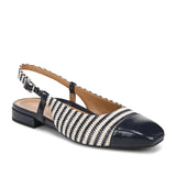 Vionic Women's Petaluma Slingback Flat in Striped Navy