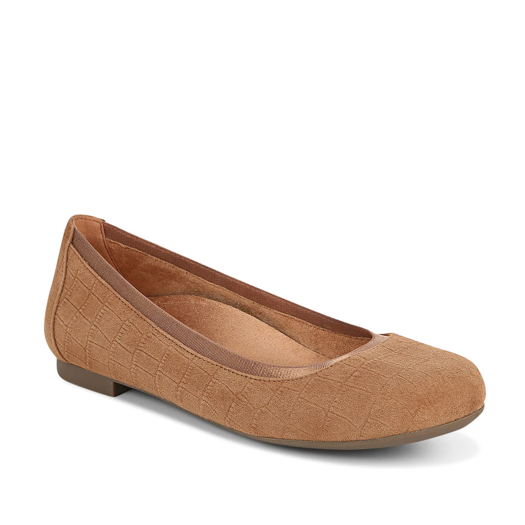 Vionic Women's Anita Flat in Tan Croco